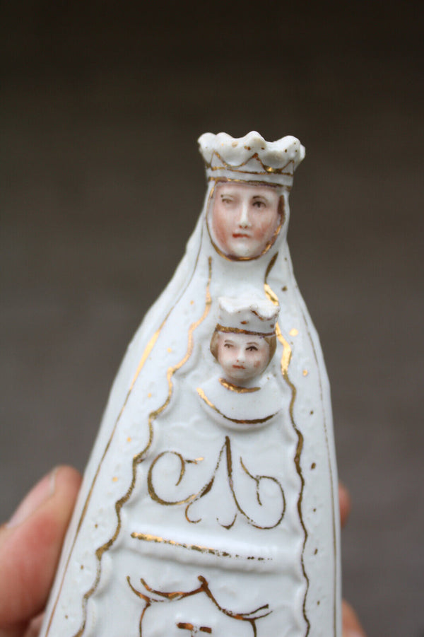 Antique vieux brussels porcelain madonna notre dame de tongre statue figurine