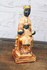 Antique ceramic black madonna throne figurine statue
