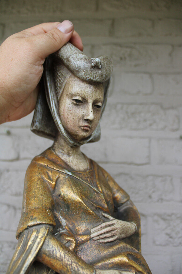 Antique mary Burgundy XL ceramic statue religious