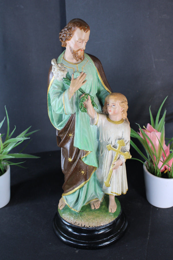 Antique ceramic saint joseph statue religious