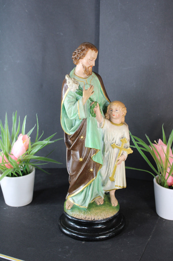 Antique ceramic saint joseph statue religious