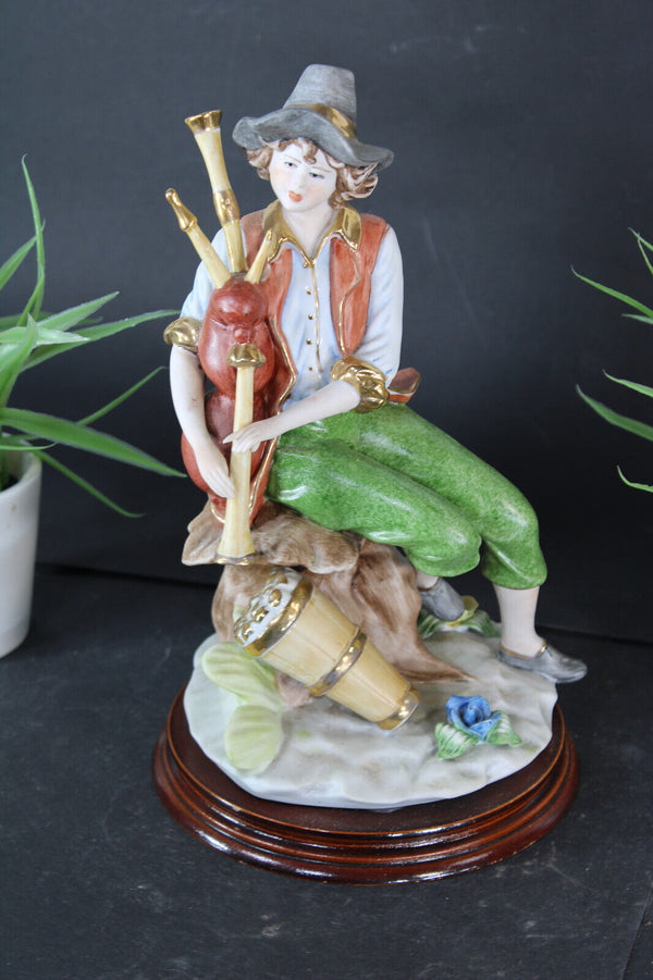 Capodimonte porcelain bagpipe boy figurine statue