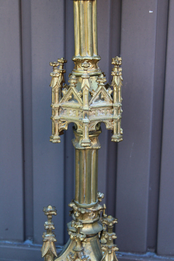 Antique church bronze neo gothic candle holder candlestick religious