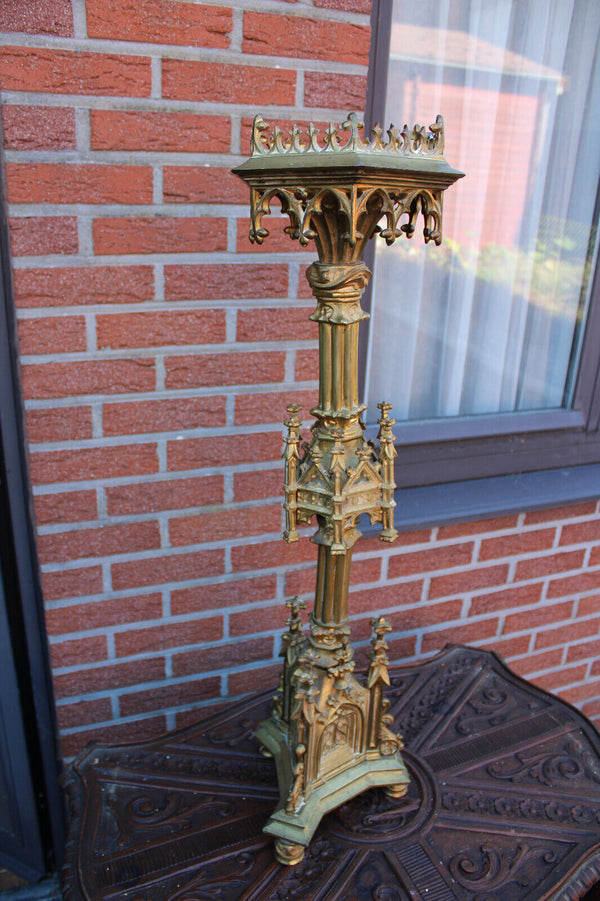 Antique church bronze neo gothic candle holder candlestick religious