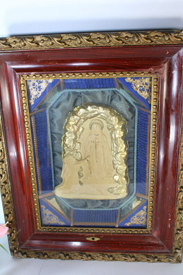 Antique LOURDES bernadette mary religious wall panel plaque