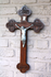 Antique wood carved crucifix text lord have mercy on us dutch