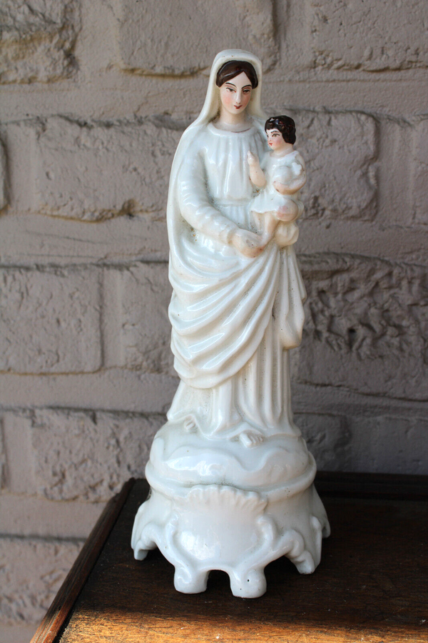 antique vieux paris porcelain Figurine statue madonna child