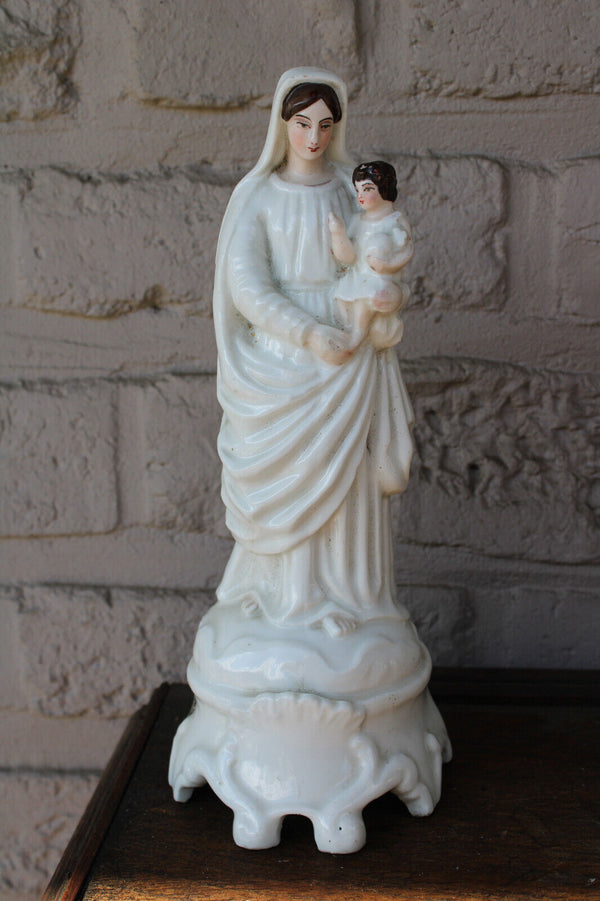 antique vieux paris porcelain Figurine statue madonna child