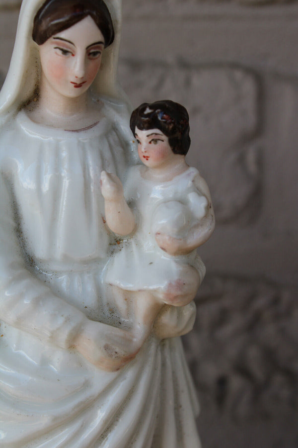 antique vieux paris porcelain Figurine statue madonna child