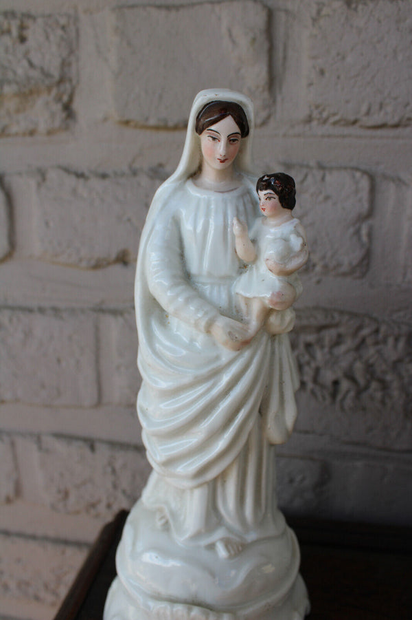 antique vieux paris porcelain Figurine statue madonna child