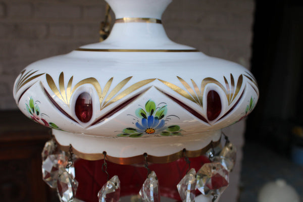 Vintage GLASS Floral lantern lamp chandelier 1970