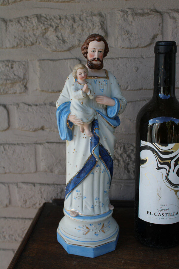 Antique german porcelain saint joseph figurine statue