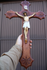 Antique wood crucifix ceramic chalk christ corpus religious cross