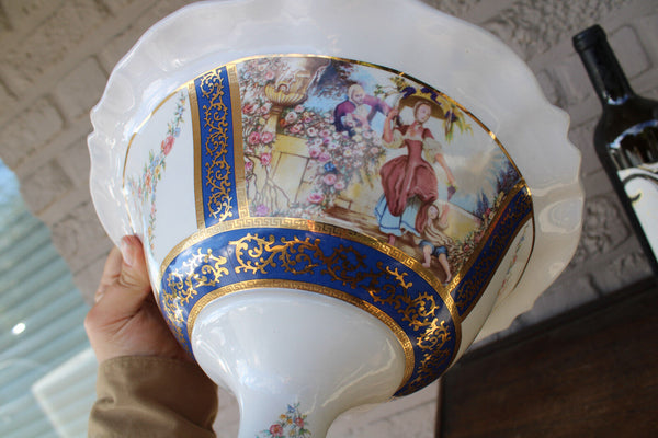 Vintage large centerpiece porcelain bowl romantic floral decor