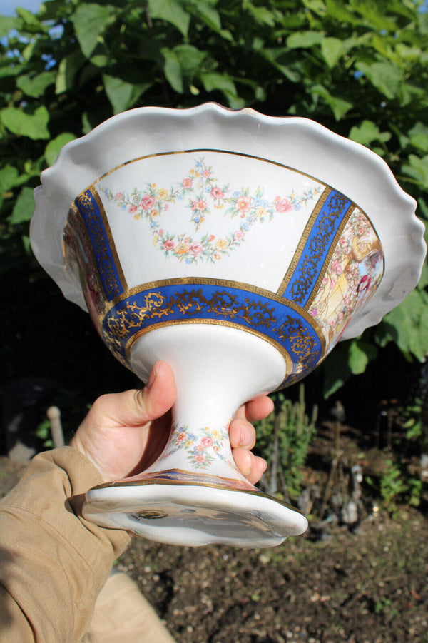 Vintage large centerpiece porcelain bowl romantic floral decor