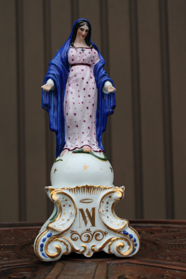 Antique french vieux paris porcelain 19thc Figurine madonna religious