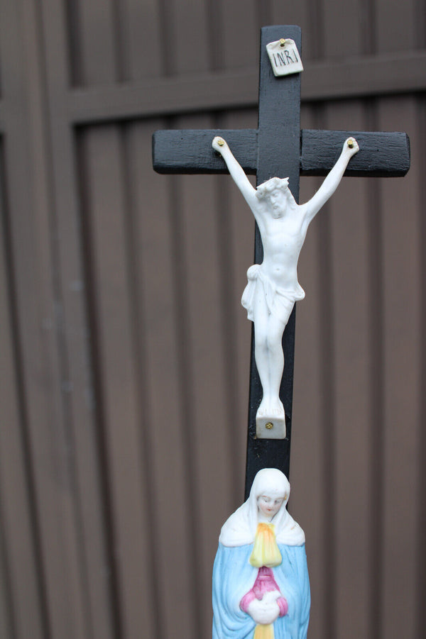 Antique vieux paris porcelain crucifix calvary