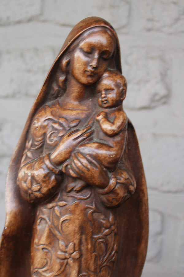 Antique ceramic chalk french SAINT Madonna child statue figurine