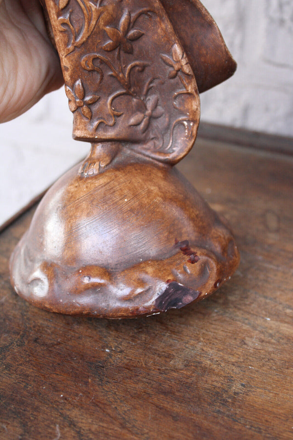 Antique ceramic chalk french SAINT Madonna child statue figurine