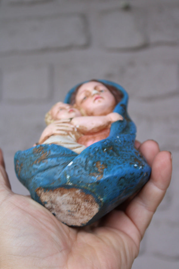 Vintage 50s small ceramic chalk miniature bust madonna statue religious