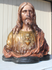 Antique large ceramic chalk bust sacred heart jesus statue signed