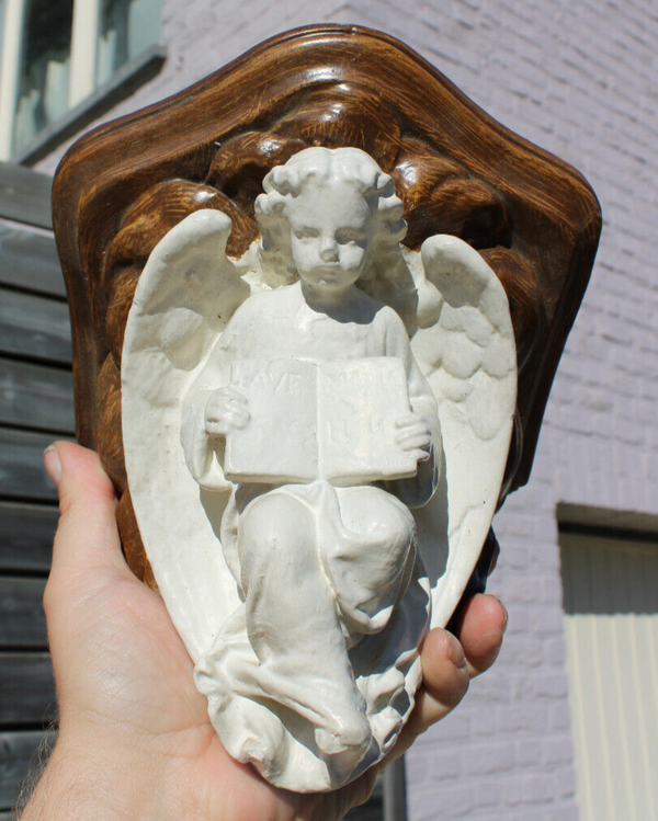 Antique chalk ceramic wall console angel for church saint statue