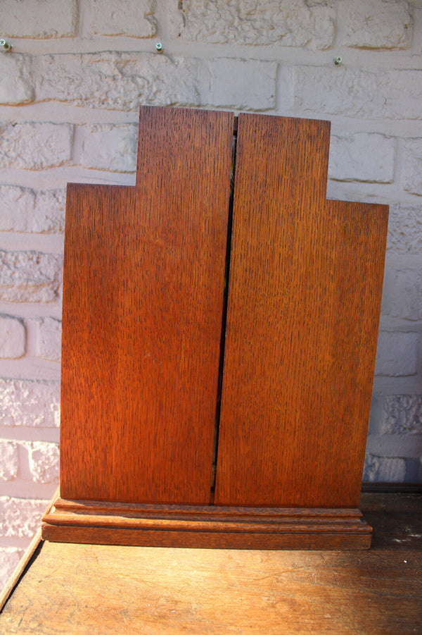 antique neo gothic triptych relief terracotta holy family bible text wood frame