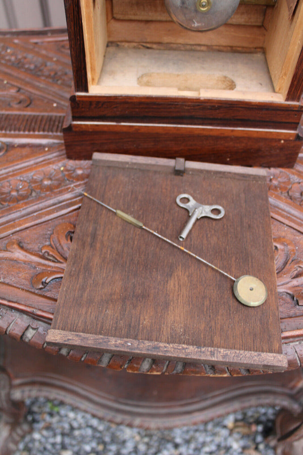 Antique Wood carved bronze lion mantel clock