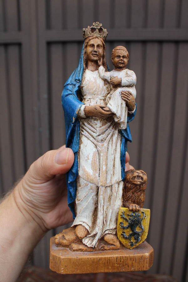 1950 Flanders ceramic our lady of flanders statue figurine lion