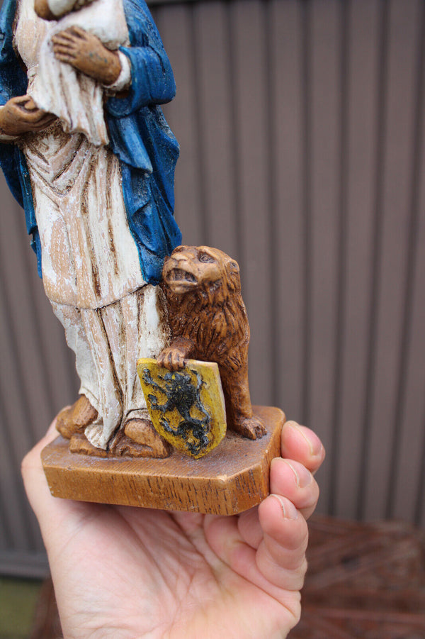 1950 Flanders ceramic our lady of flanders statue figurine lion