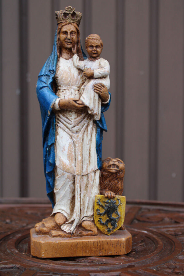 1950 Flanders ceramic our lady of flanders statue figurine lion