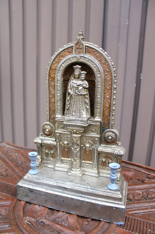 Antique metal madonna chapel statue religious