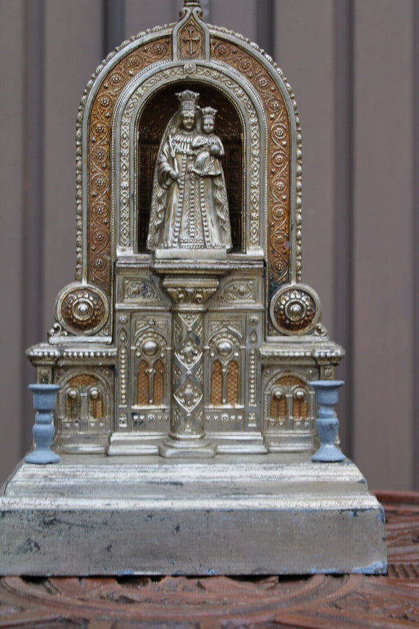 Antique metal madonna chapel statue religious