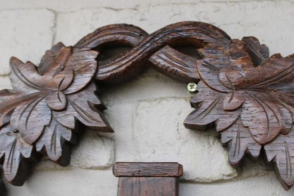 Antique black forest wood carved large crucifix wall religious