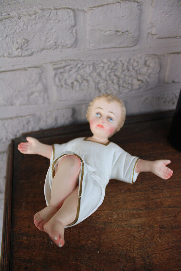 Antique French ceramic nativity baby jesus statue christmas child religious