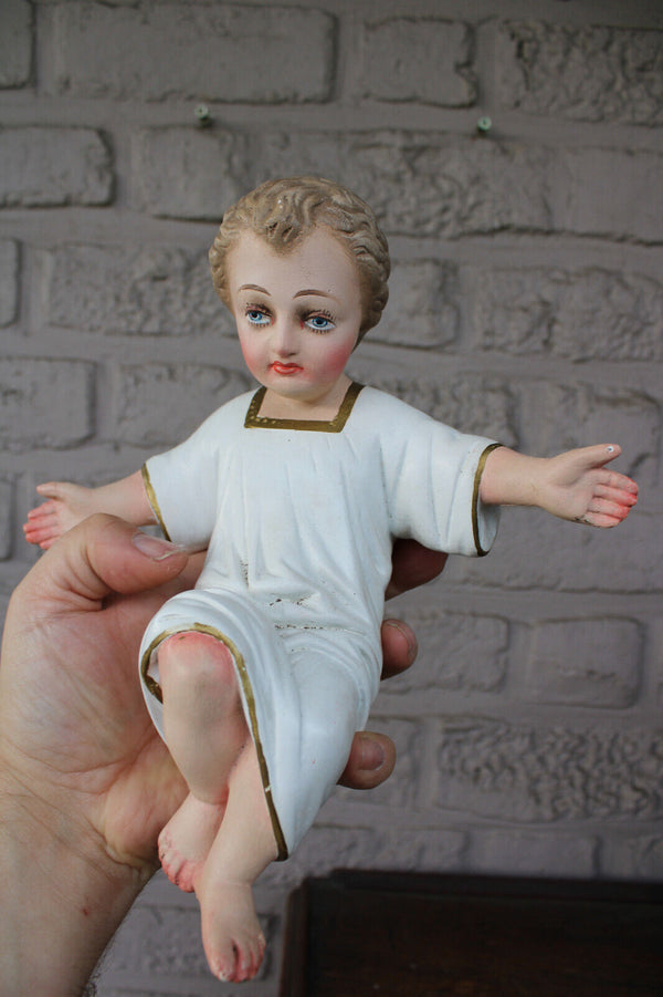 Antique French ceramic nativity baby jesus statue christmas child religious