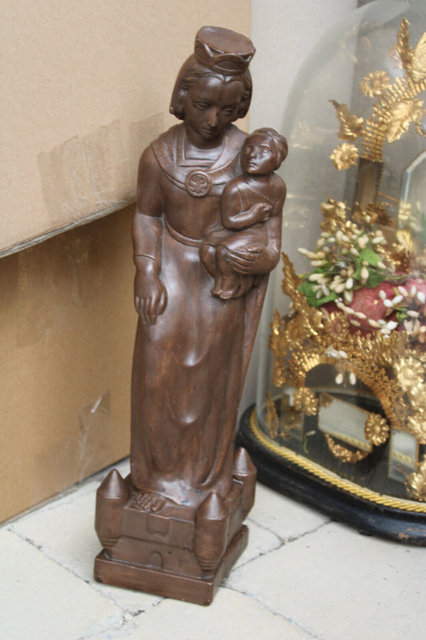 Antique  ceramic Burchtgravinne belgian saint statue religious