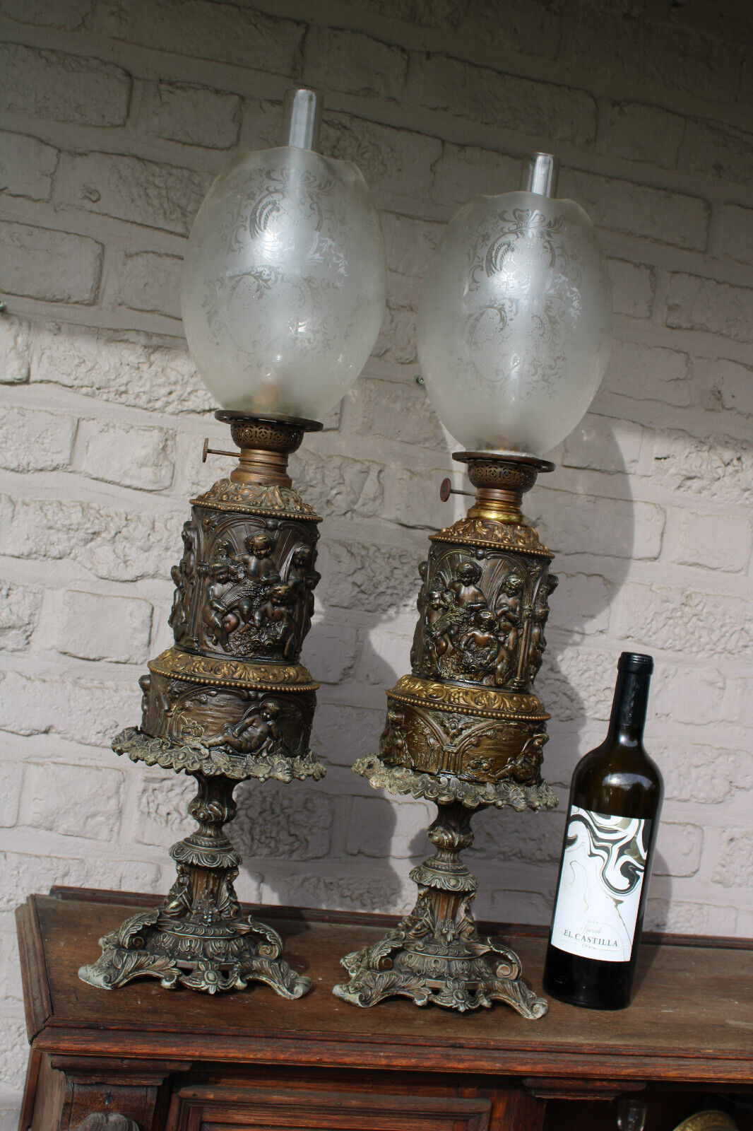 Antique metal oil deals lamps