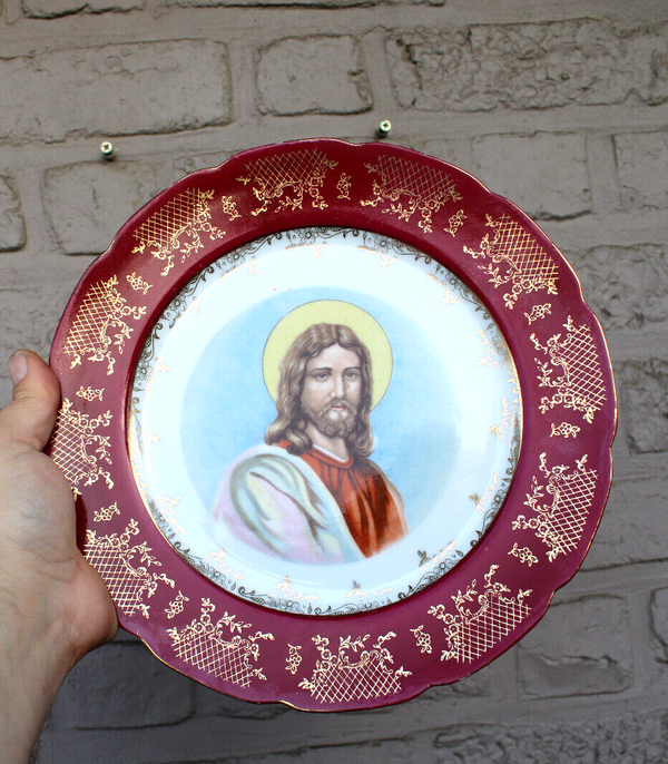 Vintage porcelain plate jesus christ portrait