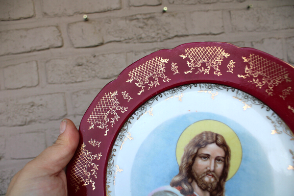 Vintage porcelain plate jesus christ portrait