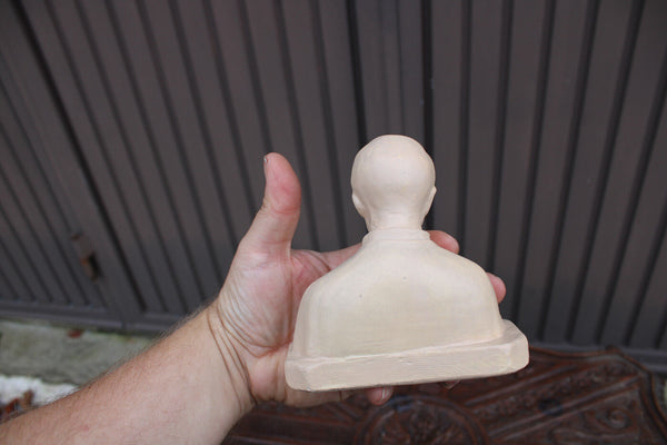 Antique ceramic chalk miniature bust statue father damiaan religious