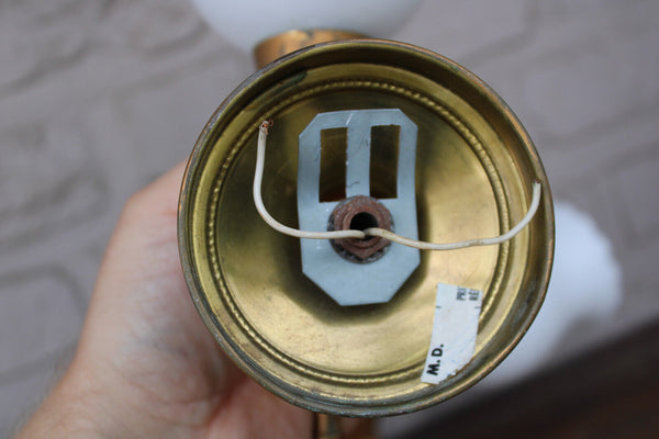 PAIR mid century bronze hand form sconces opaline shades attr maison jansen