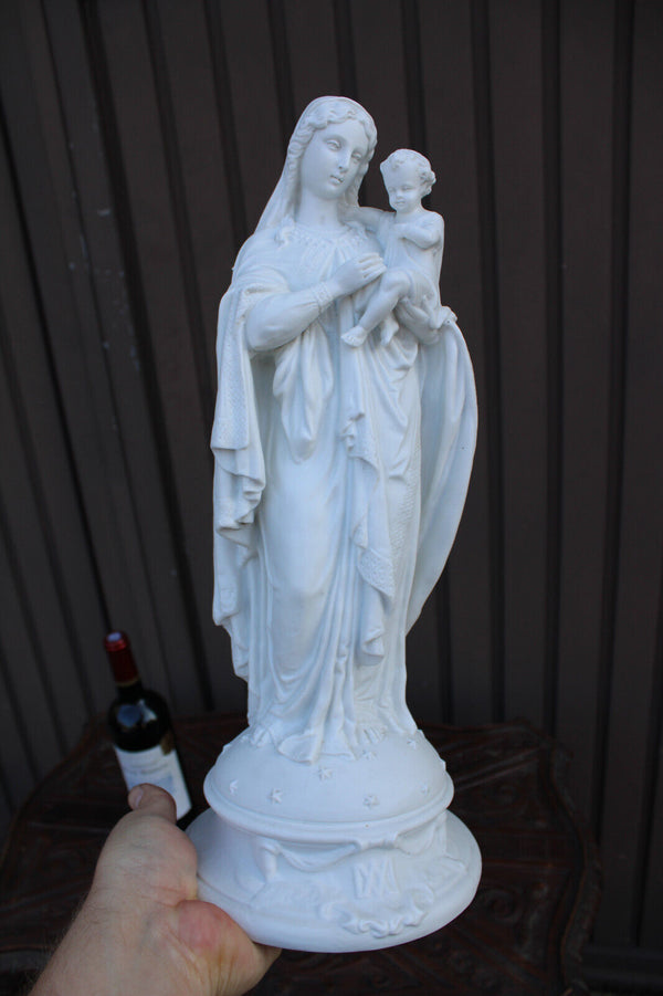 Antique bisque porcelain madonna child statue religious