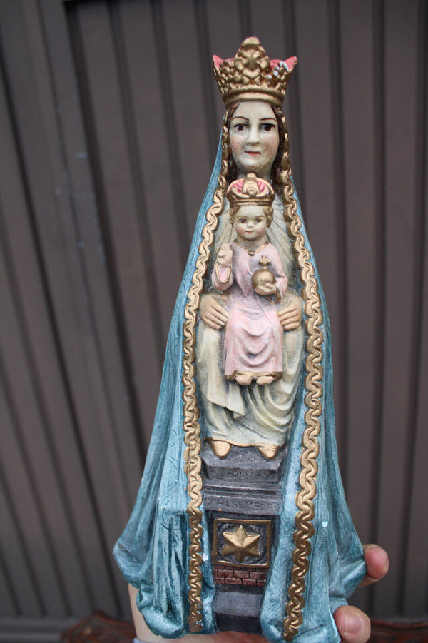 Antique ceramic madonna child figurine statue signed rare