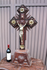 Antique 34,4" XL altar church tramp art wood carved crucifix rare religious