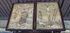 Antique pair religious 19thc Litho frames plaques crucifixion saint anthony