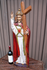 Rare XL wood carved christus christ king crucifix  panel statue signed 1963