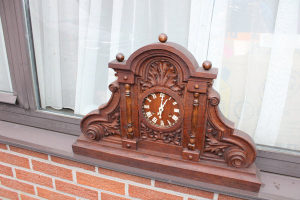 German wood carved mantel clock 1950s