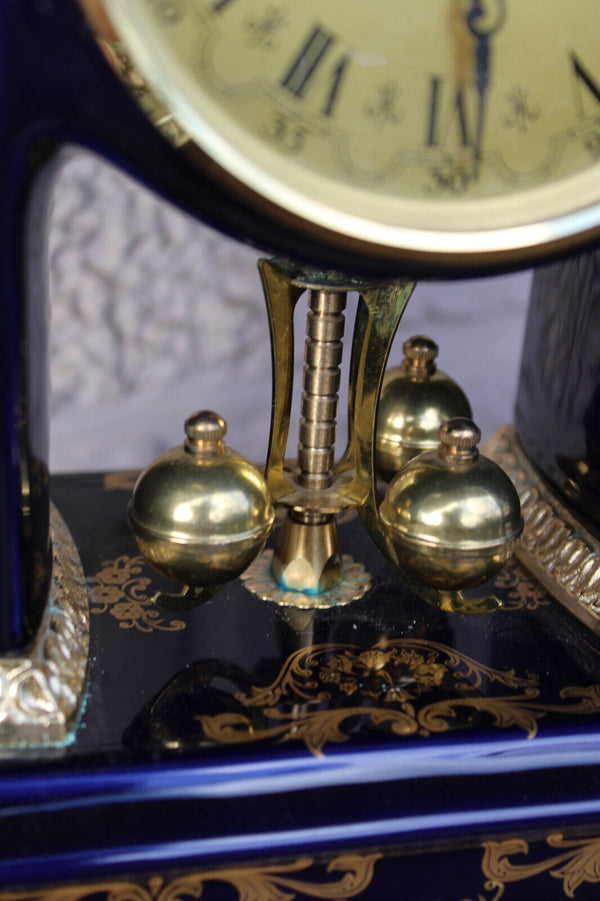 Vintage cobalt blue limoges decor mantel clock victorian scene