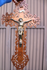 Antique french wood cut wall crucifix cross metal corpus